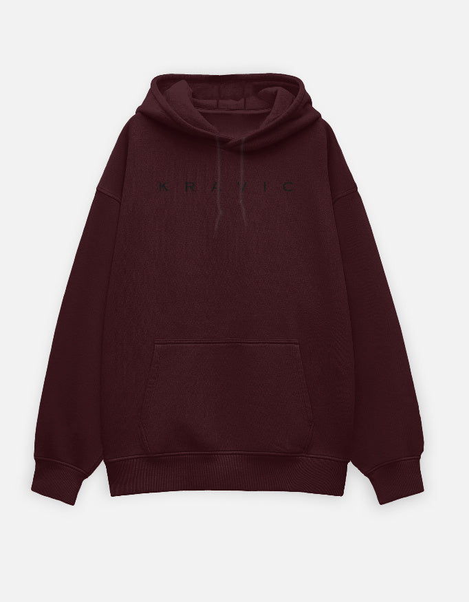 Kravic Mens Oversized Hoodie Maroon