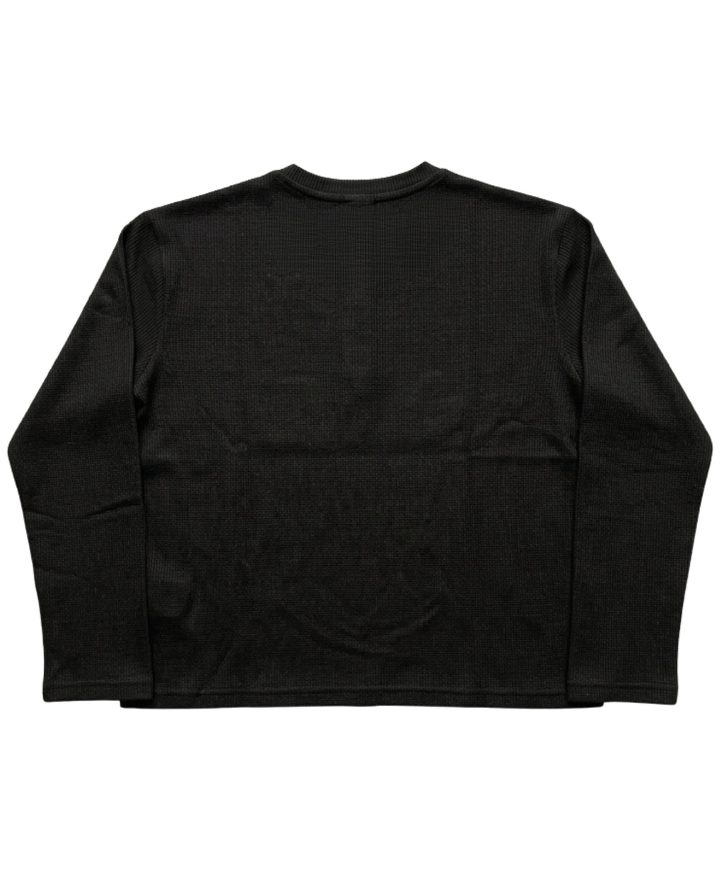 Black Henley waffle knit Back Design
